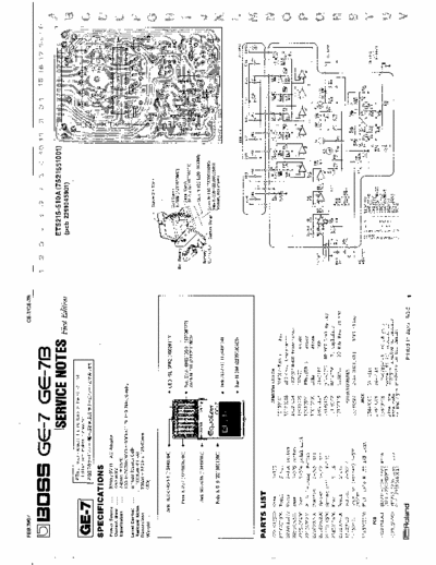 Boss GE7, GE7B GE7, GE7B graphic eq service manual